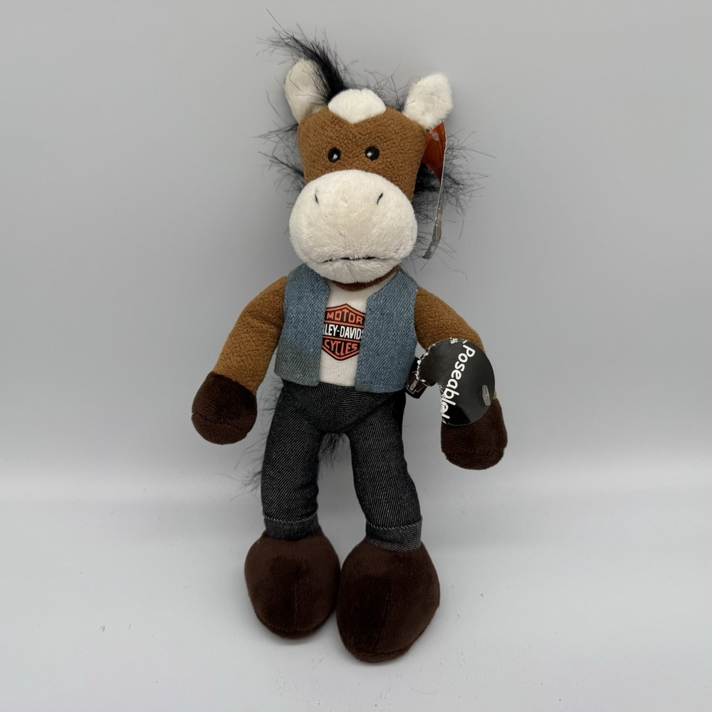 Harley Davidson Bendie Biker Club Horse Plush Stuffed Animal Posable NWT